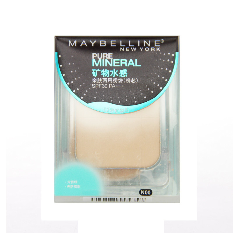 包邮美宝莲矿物水感亲肤两用粉饼(粉芯)7.5g 遮瑕干湿干粉定妆粉