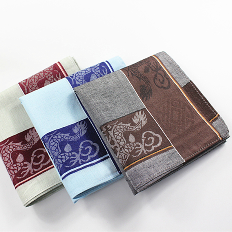 Paper bag High-grade men's handkerchief jacquard dragon series Super soft cotton Chinese style cotton