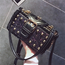 ins Super fire Women bag 2021 New Tide rivet sequin Hand bag texture Korean crossbody shoulder small square bag