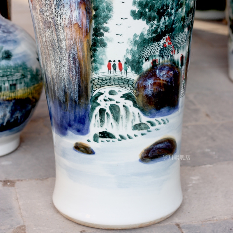 Jingdezhen ceramic bottle handicraft furnishing articles hand - made scenery south xiuse of large vase decoration opening gifts