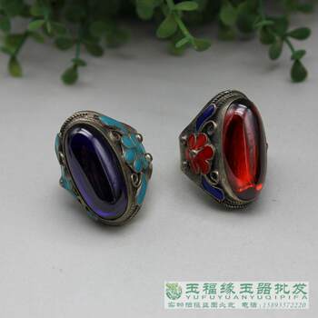 Antique zircon ring for men and women cloisonné nepal