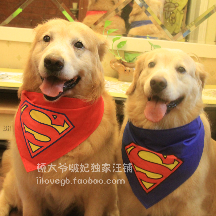 Large Dog Superman Dog Saliva Towel Golden Retriever Husky Bib Pet Collar Any Two  Triangle Towel