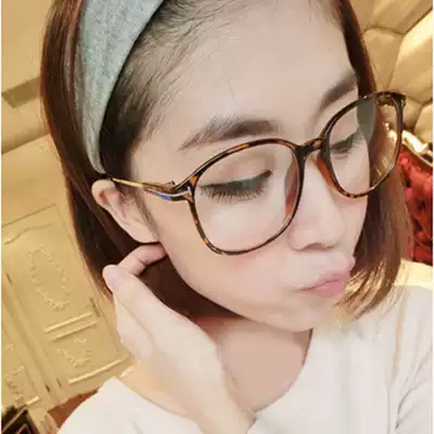 BAO WEN glasses frame female Korean version of the tide retro big round face big frame eye frame frame flat glasses men can be equipped with myopia