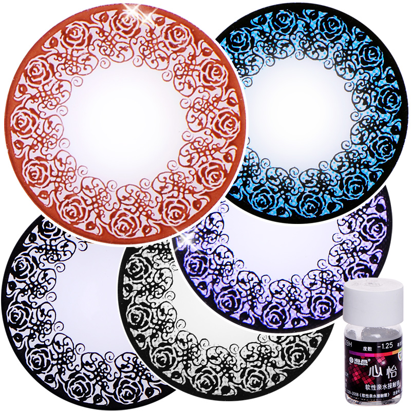 海昌美瞳年抛心怡蕾丝公主混血彩色近视隐形眼镜1片装小直径彩片