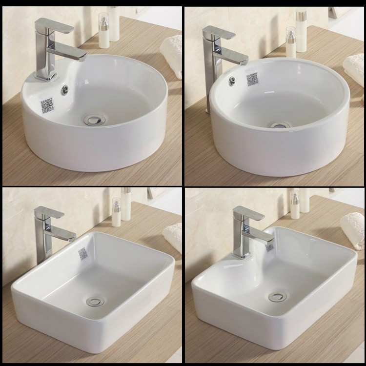 New Art Terrace Basin Square Wash Basin Round Washbasin Ceramic Balcony Basin Bathroom Wise & Glazed Art Basin