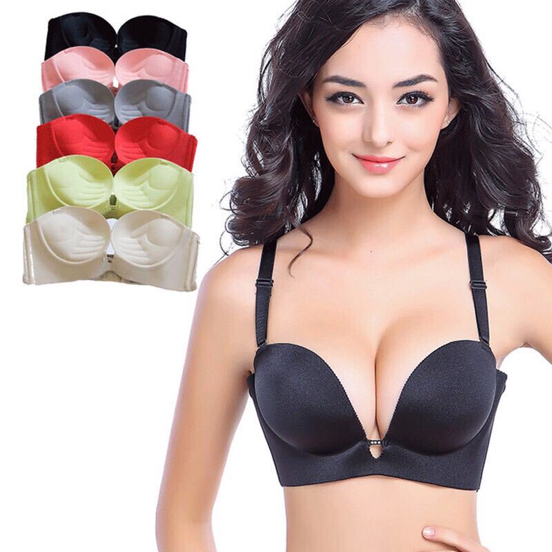 Summer Palm-Shaped Deep V Push-Up Seamless Underwear with Essential Oil Water Bag, Sexy Seamless Bra