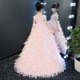 Cô gái đám cưới lông ngắn đuôi trẻ em show show buổi tối công chúa váy hoa cô gái mô hình trang phục piano
