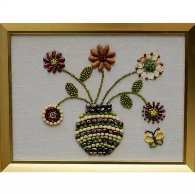 Grain paste painting handmade grain painting seed painting grain painting stickers with photo frame 30*40 vase