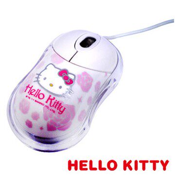 HELLO KITTY Rose Pattern Optical Mouse_White
