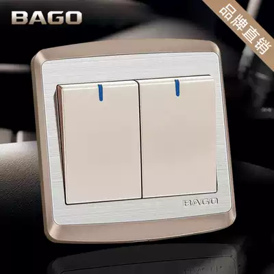 Bai Gao switch socket Champagne gold 86 type concealed two-open single control 2-position double metal brushed wall panel