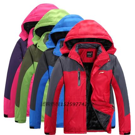 李宁官方正品冬季男女防水保暖棉服大码加绒加厚冲锋衣户外运动装