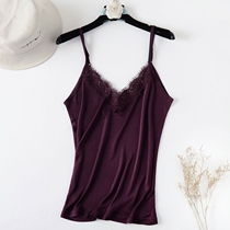 2020 Summer Lace V-neck Silk Vest Shoulder Strap Adjustable Interior base shirt Loose Plus Size Sling