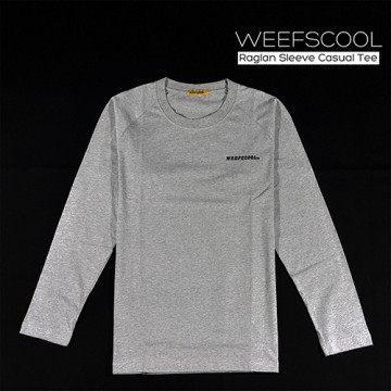 WEEFSCOOL MIT纯色精梳棉拉克兰长袖T 男 灰