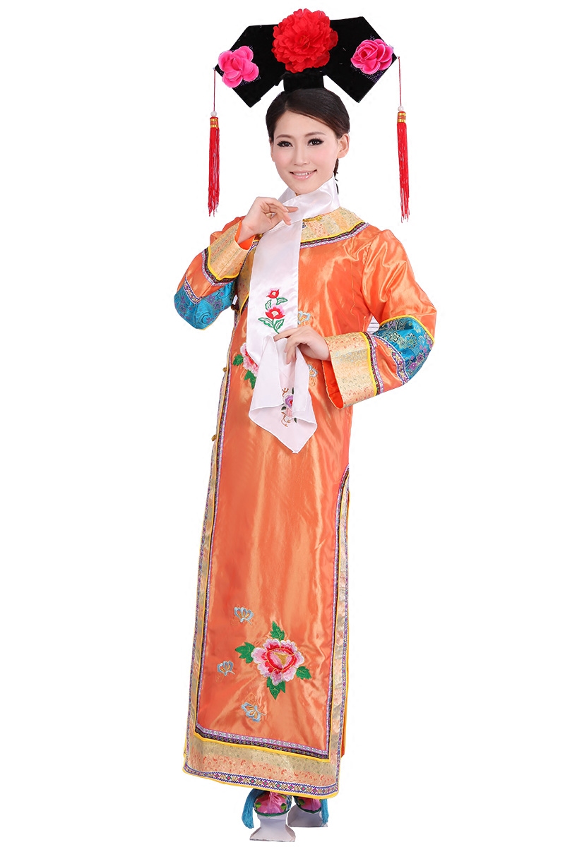 Triều đại nhà Thanh cổ chiếc váy kẻ sọc cờ bọc nuốt nhỏ cũng Zhuge GEG nữ Fu Jin chiếu nữ hoàng quần áo 嬛 hiệu suất của tòa án