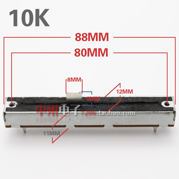New dust resistant 88mm Mixer pushback Straight Slip Potentiometers B10K Mono Sound Mixer Accessories