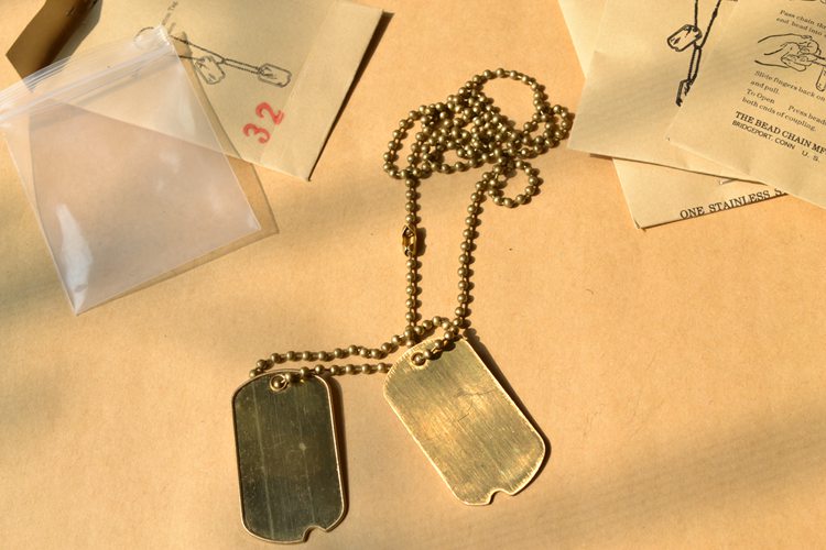 Imported from the United States Of America Brass Identity Plate Chain Brass Chain One long and one short of pure copper