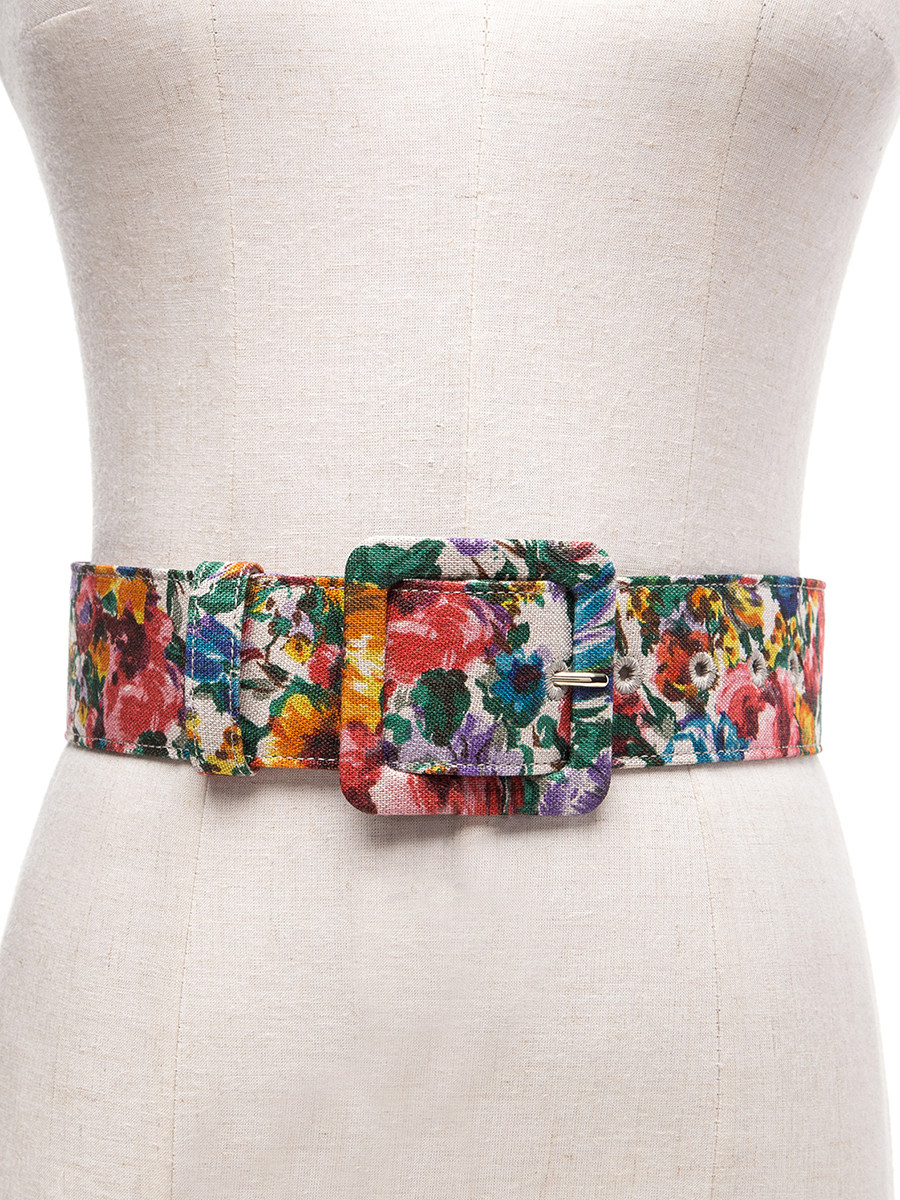 Dolce&Gabbana 彩色印花宽版针扣式腰带