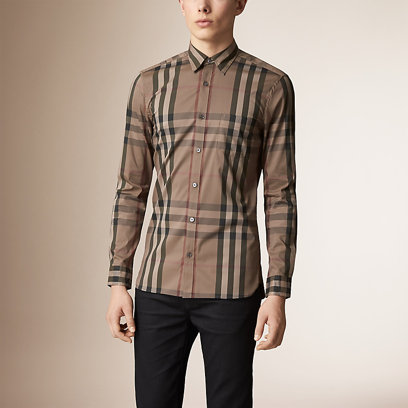 BURBERRY/博柏利格纹弹力棉质混纺衬衫 39835431