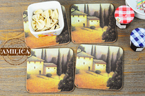 58 British Pimpernel Деревянный коврик для чашек и мисок с изображением деревенских пейзажей Изолированная подкладка Portmeirion тонкий срез