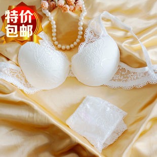 Supporting bra, white lace sexy underwear, set, European style