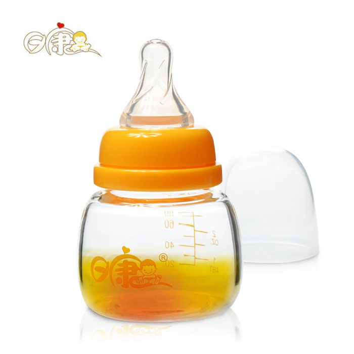 包邮 日康正品 玻璃果汁奶瓶 婴儿宝宝辅食米糊瓶80ml RK-3057