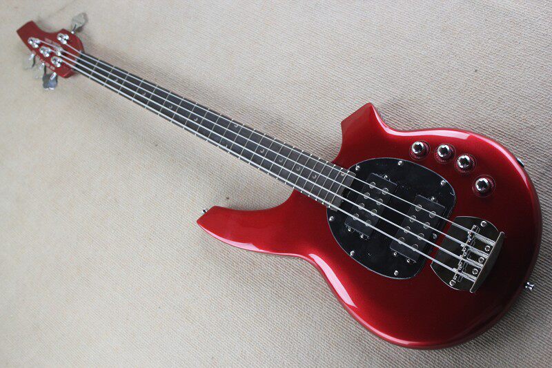 flyoung Bongo4 four strings electric bass metal red violin body active line customizable colors