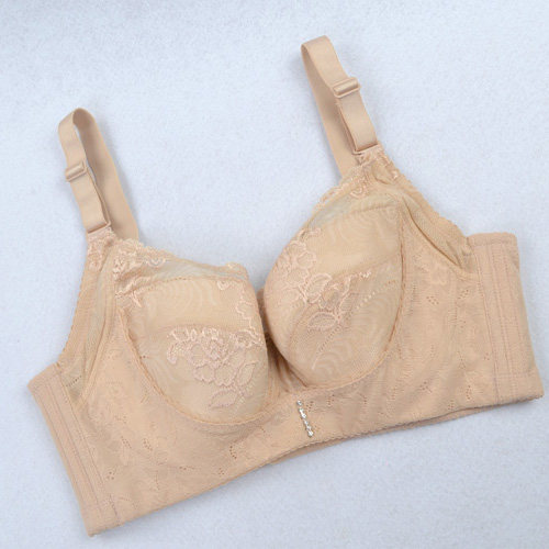 Large size underwear gathered adjustment underwear CDE no sponge thin section cup four-breasted bra 8060