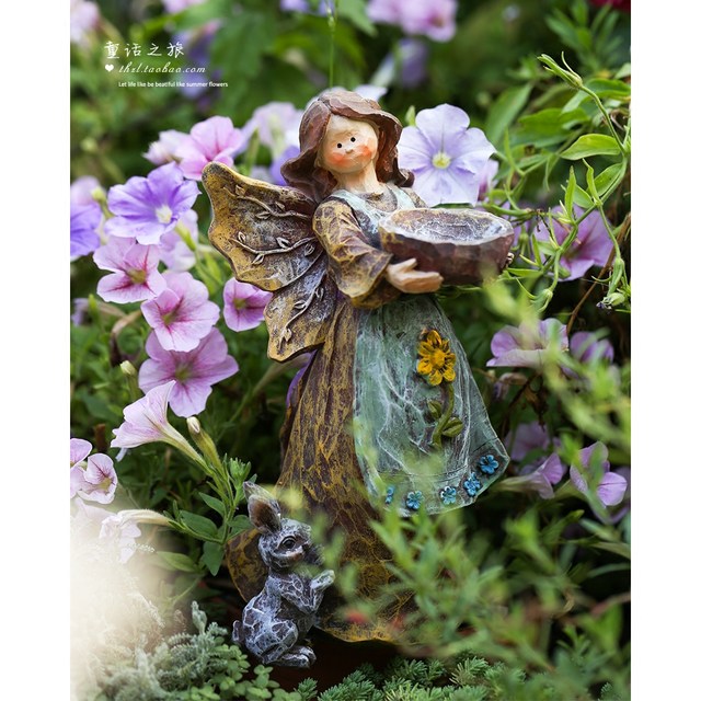 Retro old country home decoration garden gardening small ornaments courtyard flower fairy imitation stone carving flower fairy