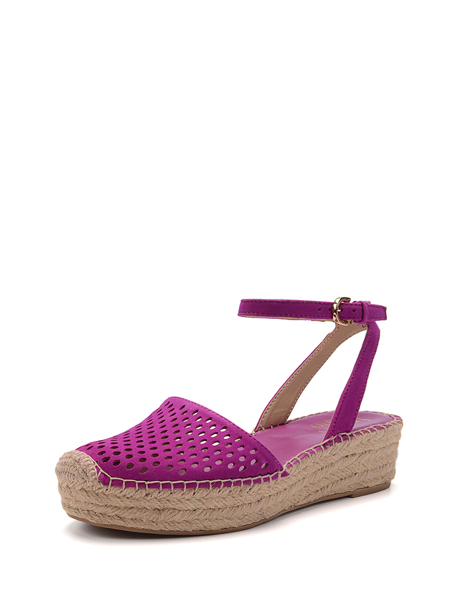 FRANCO SARTO 紫色镂空襻带饰草编厚底鞋