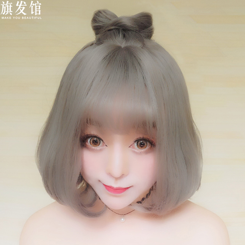 假发女生短发韩国空气刘海 自然逼真BOBO 假发套梨花头内扣短卷发