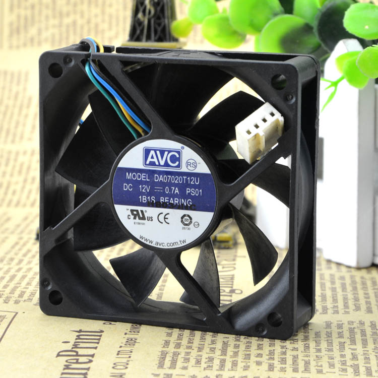 AVC DA07020T12U 7020 12V 0 7A 7cm 4-wire temperature control large air volume CPU main case fan