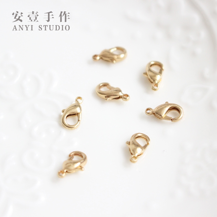 Copper Gold Plated 14K Gold Pawn Color Premium Lobster Button Diy Ornament Accessories Necklace Buttoned Bracelet Connection Lock Catch 10mm-Taobao