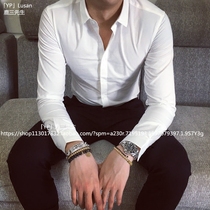 Lu Sanchun long sleeve white shirt men Business casual shirt non-iron slim long sleeve shirt thin men solid color shirt