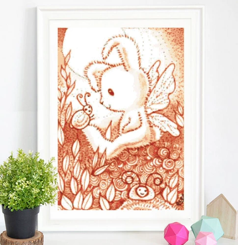 Набор для вышивки крестиком dmc, милый мультяшный бутик, индивидуальность, детская комната, новое украшение, подвесная картина, оранжевый кролик