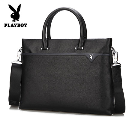 花花公子男包 时尚韩版男士牛皮斜挎包商务休闲公文包手提牛皮包