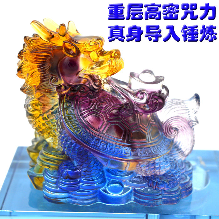 Ancient glass dragon tortoise car perfume base decoration heavy layer high density mantra real body import