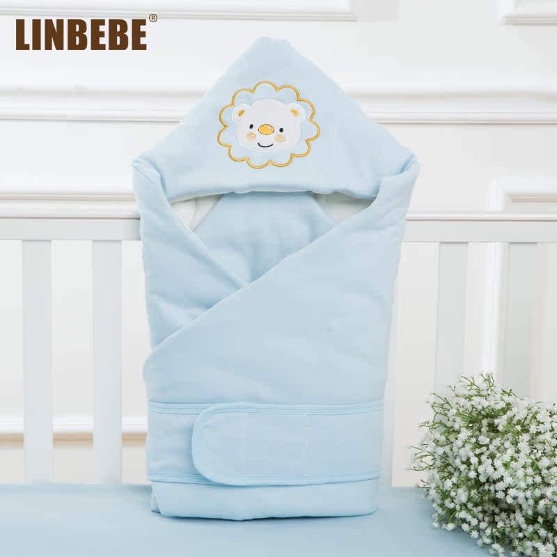 霖贝儿新生儿抱被婴儿包被纯棉保暖加厚针织棉抱被秋冬季宝宝用品