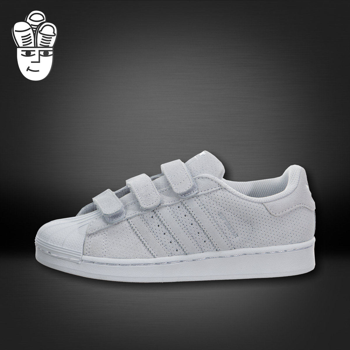 Adidas Superstar CF C 三叶草儿童鞋 贝壳头板鞋 翻毛麂皮魔术贴