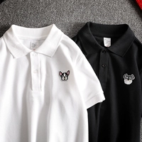 Áo sơ mi cộc tay Mùa hè nguyên bản Nhật Bản nhỏ tươi thêu áo polo ngắn tay Cặp đôi tuổi teen Paul nam T thủy triều áo polo form rộng