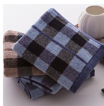 Genuine Jin Hao Towel, Stain-Resistant Checkered Design, Elegant All-Cotton Towel, Thickened for Men, Soft and Absorbent, Business Towel