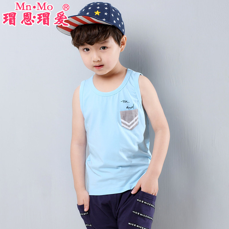 瑁恩瑁爱儿童背心新款男中大童薄款打底背心宝宝无袖背心t恤夏季