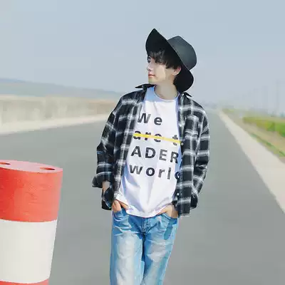 蒼井翔太同款格子襯衫純棉寬鬆bf中性女襯衫oversize百搭學生外套 蒼井翔太同款格子襯衫純棉寬鬆bf中性女襯衫oversize百搭學生外套