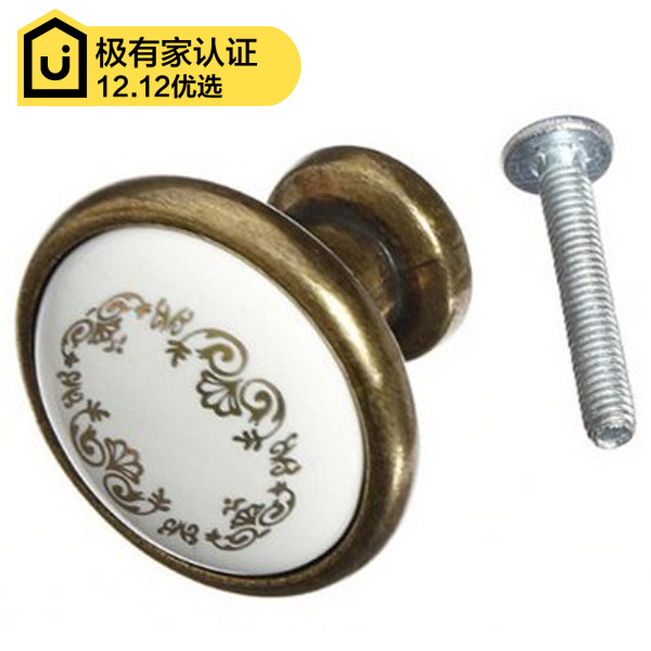 Tulip Green Bronze Small Round Handle 32MM Ceramic Handle European Pastoral Drawer Wardrobe Cabinet Door