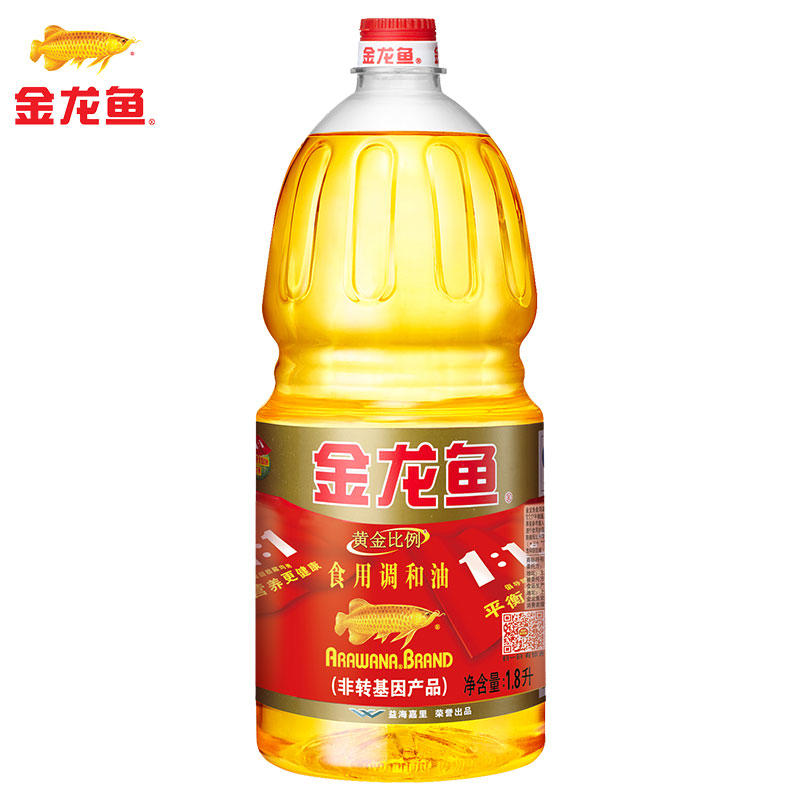 【天猫超市】金龙鱼 黄金比例食用调和油1.8L 非转基因