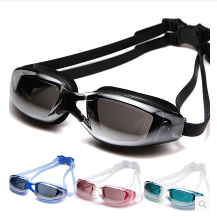 Plated flat light swimming goggles large frame Anti-water anti-fog radiation-resistant swimming glasses Men's women 
