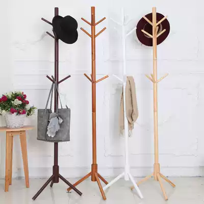 Classic solid wood floor-to-ceiling coat rack European-style bedroom simple creative round stick hanger hanging clothes rack