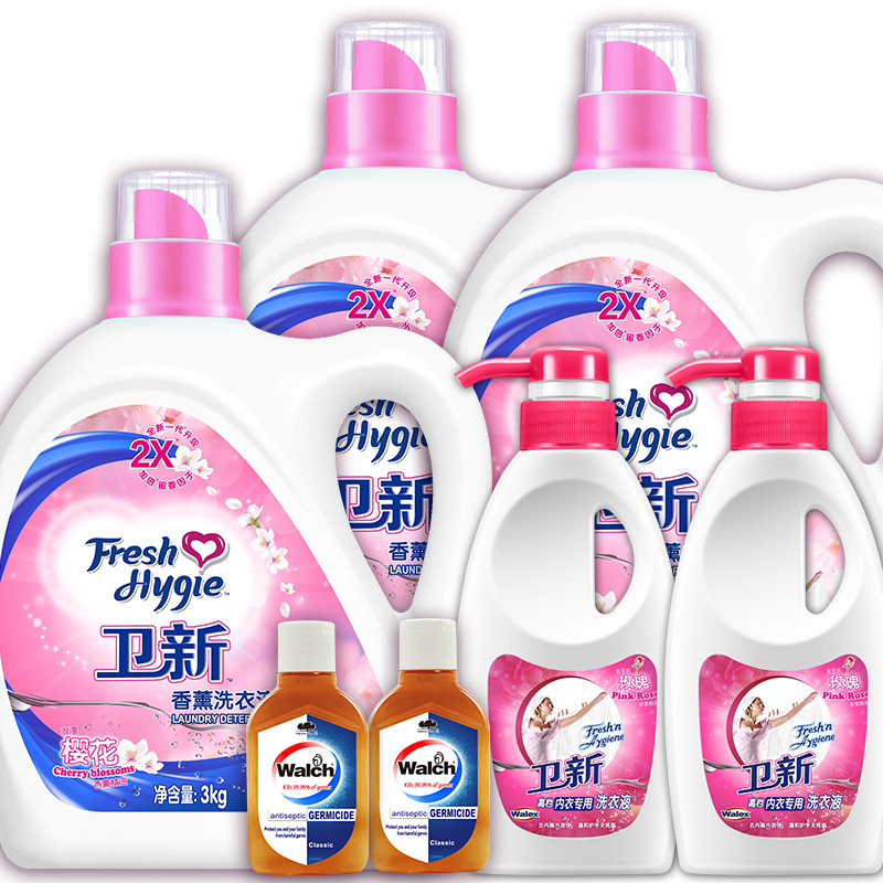 Walch/威露士卫新樱花洗衣液3kgx3送手洗内衣洗衣液300gx2