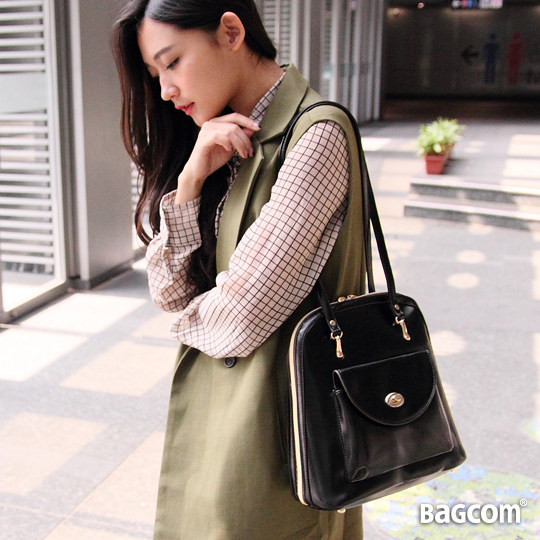 台湾官网直邮进口包包网，Bagcom Masaki 巧扣交叉肩後背包-酷黑