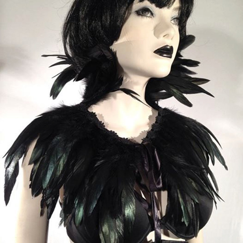 annzley black feather cloak with neck harness waist accessories neck sleeve neck corset adjustable hot sell