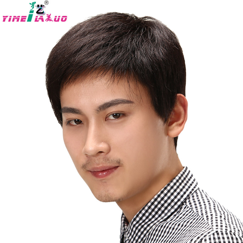 罗艺美 全手织假发男 短发 真发帅气逼真发型 轻薄透气男士中老年